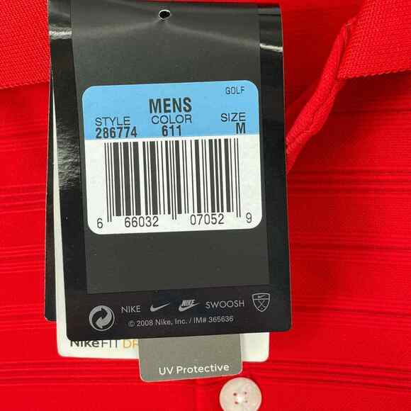 Nike Golf Shirt Mens Medium Red Polo Short Sleeve Fit Dry Collar Logo - Picture 7 of 12